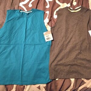 Vibrant Teal and Classic Gray Kids Tank Tops